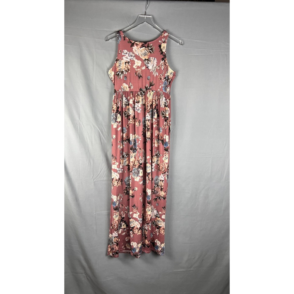 Emerald Maxi Dress Womens Small Multicolor Floral Gathered Waist Party Cocktail